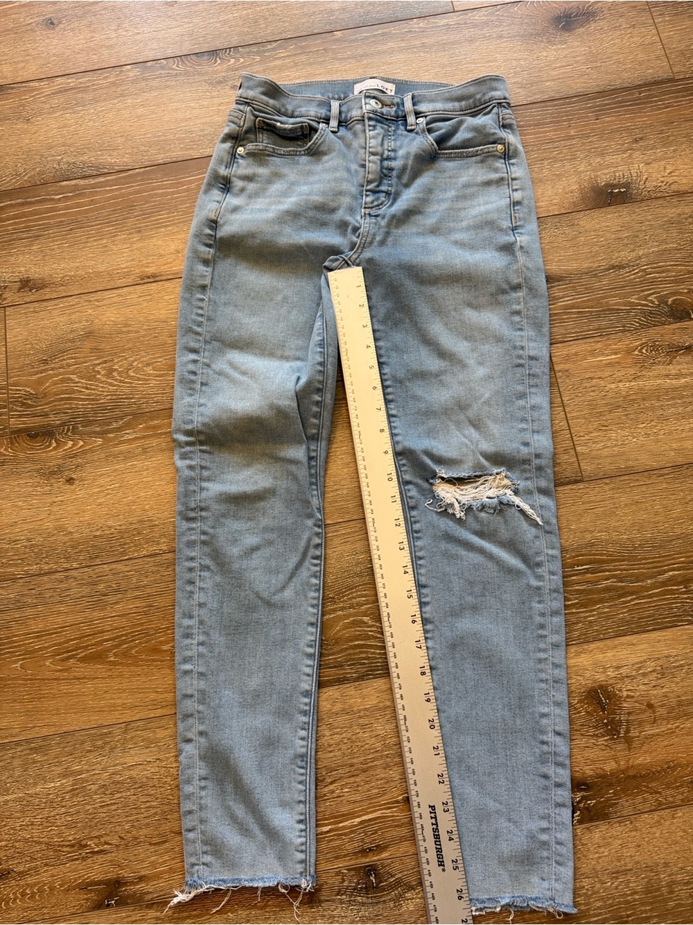 LOFT Light Blue High-Rise Distressed Skinny Jeans 27/4 - Picture 7 of 11